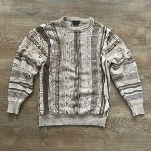 Cotton On Garments | Coogi Style 3D Knit Sweater Brown Tan Neutral | M